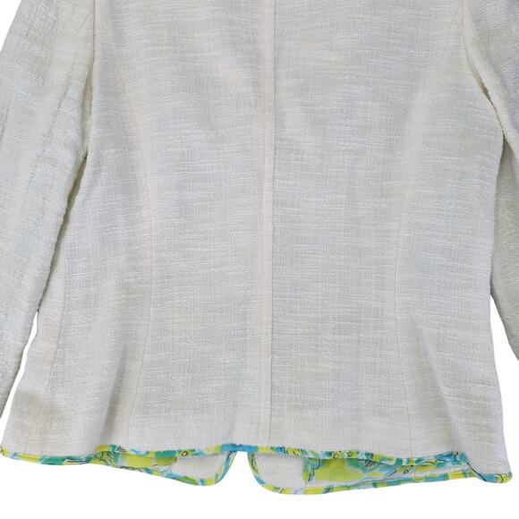 Vtg Sigrid Olsen Blazer Jacket‎ 3 Button Texture Women 12 White Floral Paisley - Picture 6 of 10
